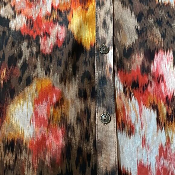 Chico's autumn floral Jocelyn button up semi sheer blouse size 2 large - Picture 4 of 8